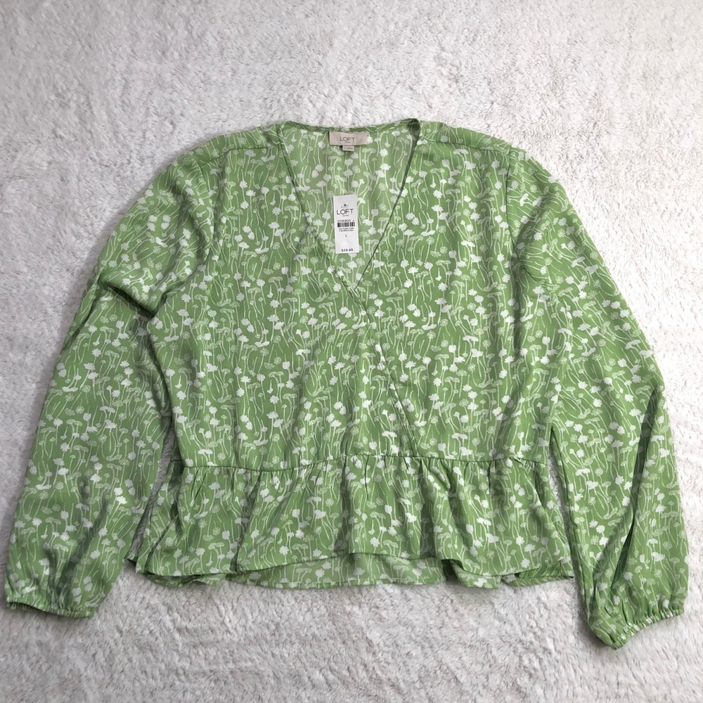 Loft Ruffle V-Neck Blouse - Picture 2 of 5